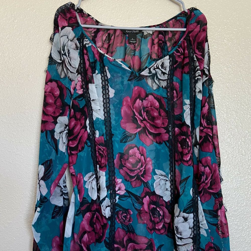 White House Black Market Womens Sheer Blouse Medium